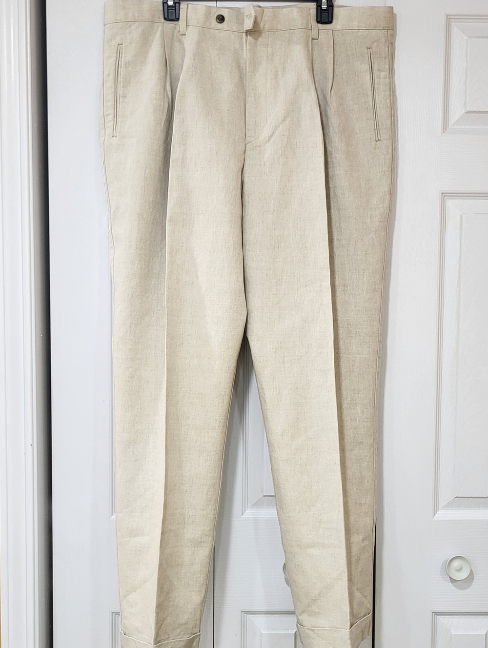 NWT Dockers Men's 42 Classic Linen Cotton Pants Trousers Khakis Beige Casual - Picture 1 of 7